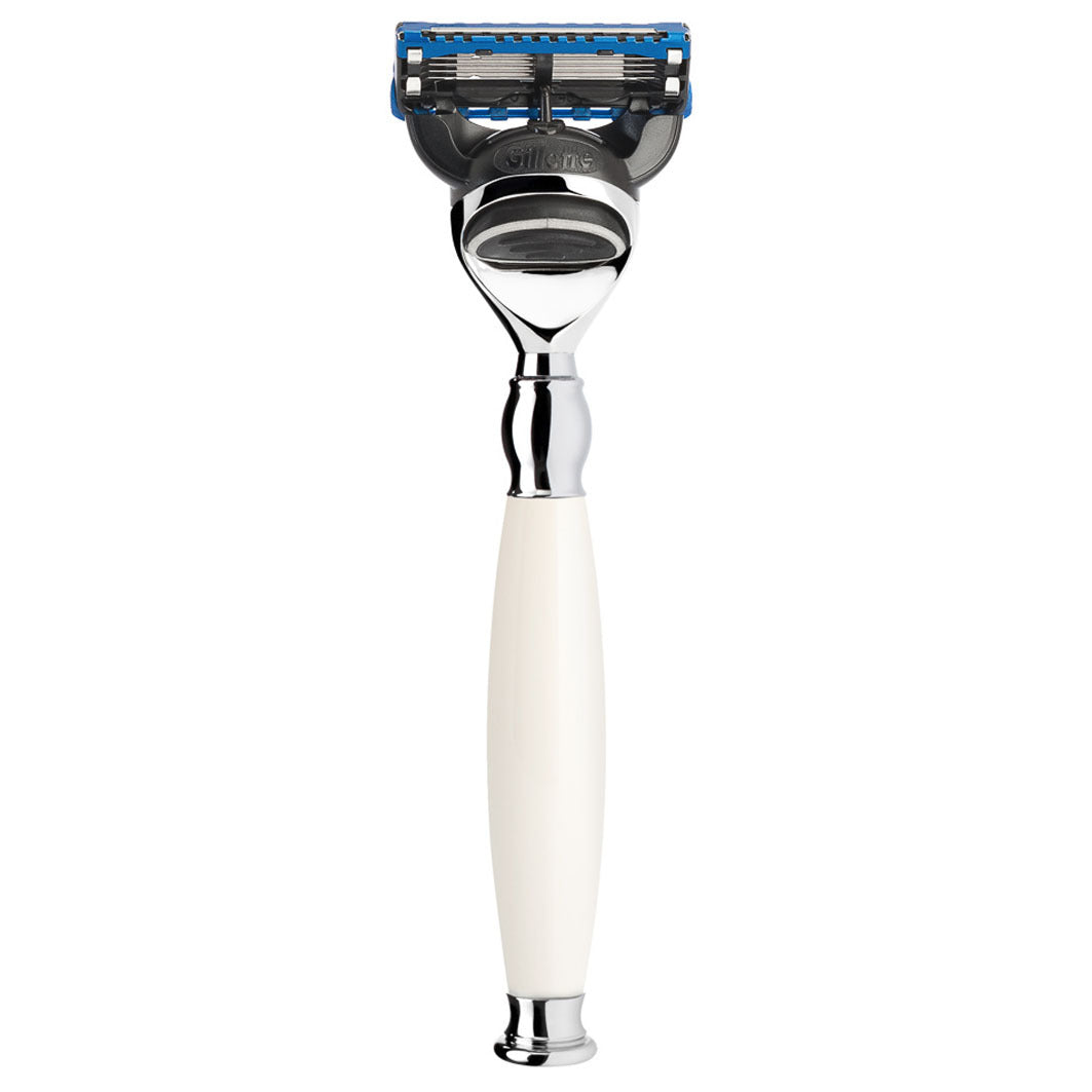 SOPHIST 5-Klingen Rasierer Fusion® Griff  Porzellan weiß