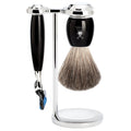 VIVO 3-teiliges Rasierset Reines Dachshaar, mit Gillette® Fusion™, Griffmaterial Edelharz schwarz