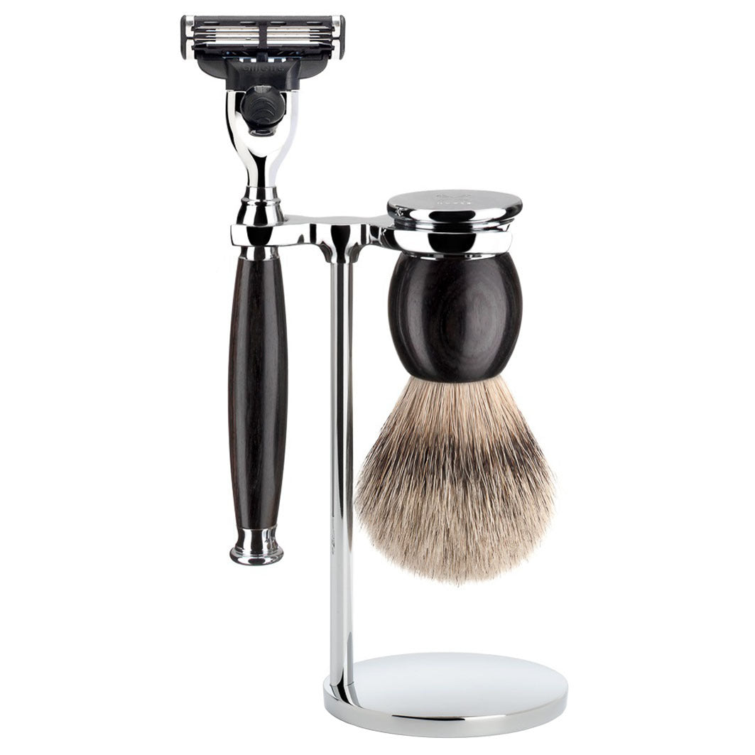 SOPHIST 3-teiliges Silberspitz Rasier-Set Griffe schwarz