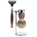 SOPHIST 3-teiliges Rasierset, Silberspitz Dachszupf, mit Gillette® Mach3®, Griffmaterial aus echtem