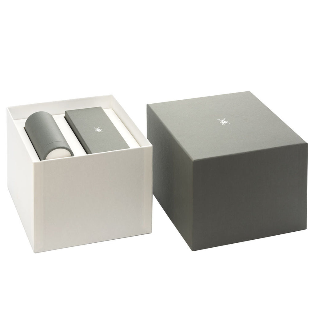 SOPHIST 3-tlg. Silberspitz Rasier-Set  Griffe weißes Porzellan Mach3