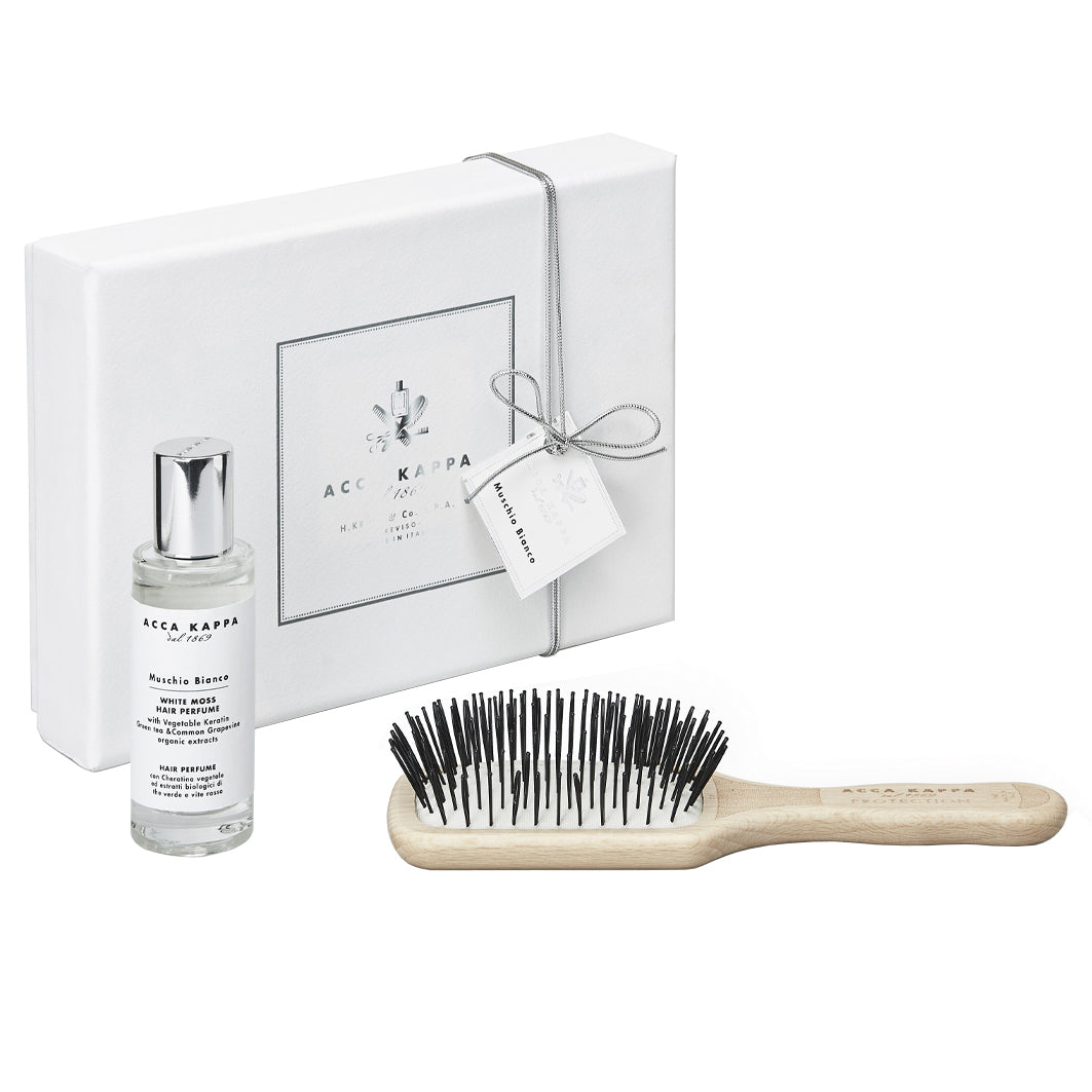 White Moss Gift Set - Hair Perfume with Travel Protection Beechwood Brush
