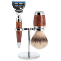 Stylo 3 tlg Rasierset Silberspitz,Fusion™, Griff Thuja Holz