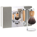 Geschenkset Vivo schwarzer Dachszupf, Rasierhobel, Griff Olive