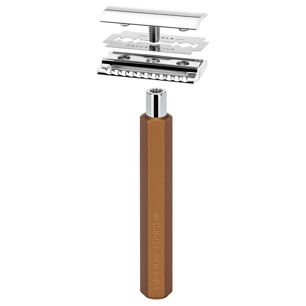 HEXAGON 3-teiliges Rasierset Silvertip Fibre®, Rasierhobel, bronze