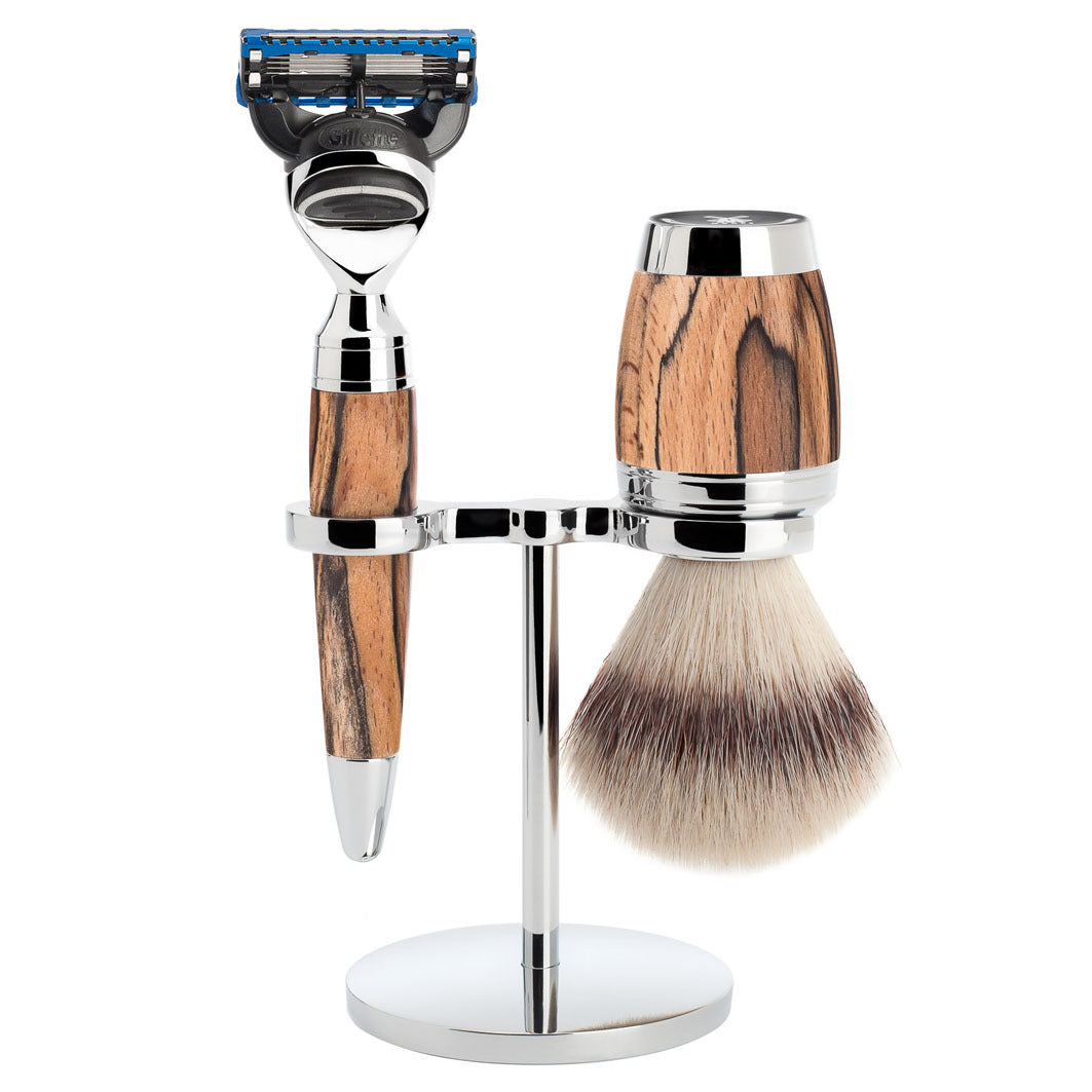 3-tlg. Rasier-Set - STYLO gestockte Buche