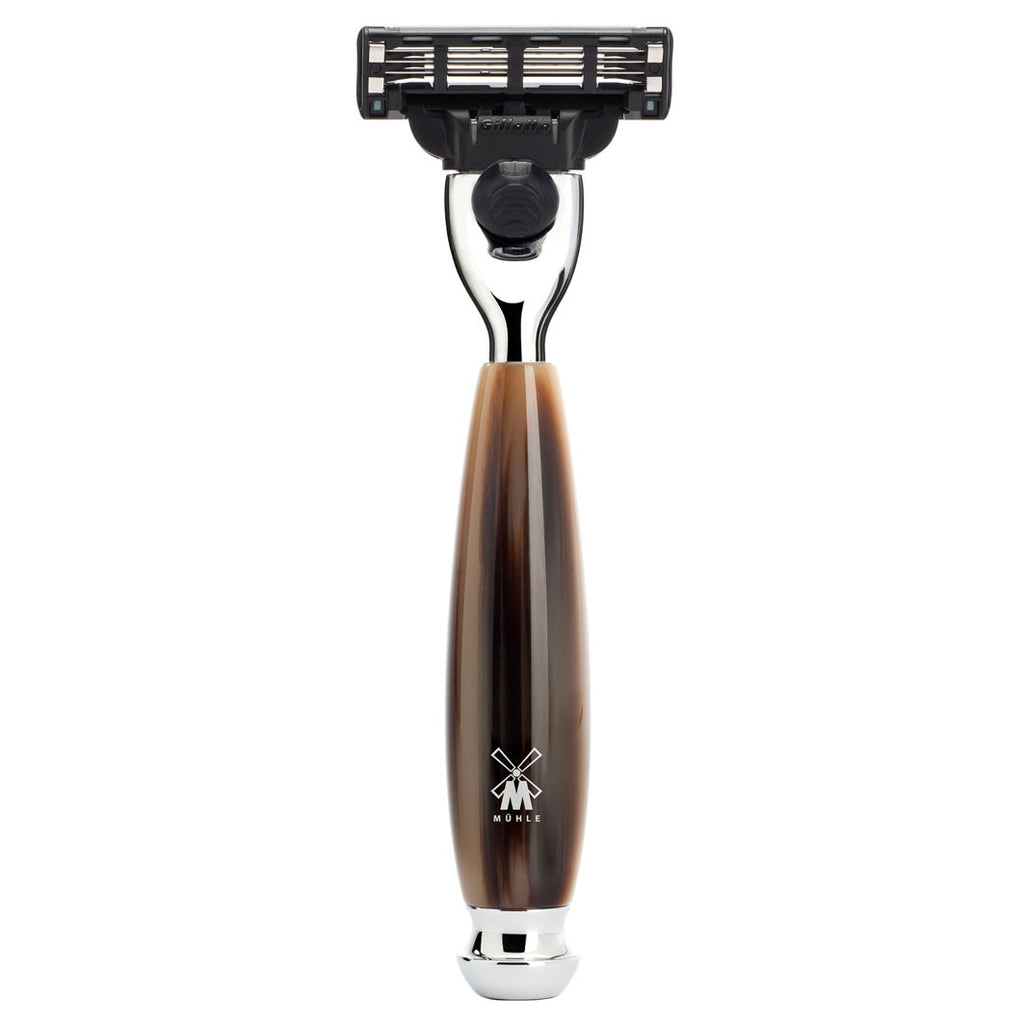VIVO 3-Klingen-Rasierer, Gillette® Mach3®, Griffmaterial Edelharz, hornbraun