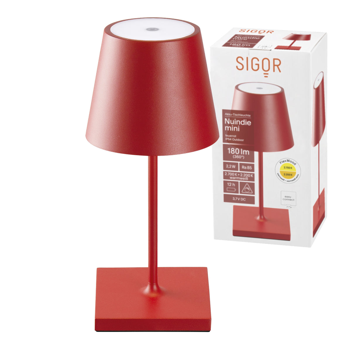 Tischleuchte NUINDIE Mini Feuerrot rot