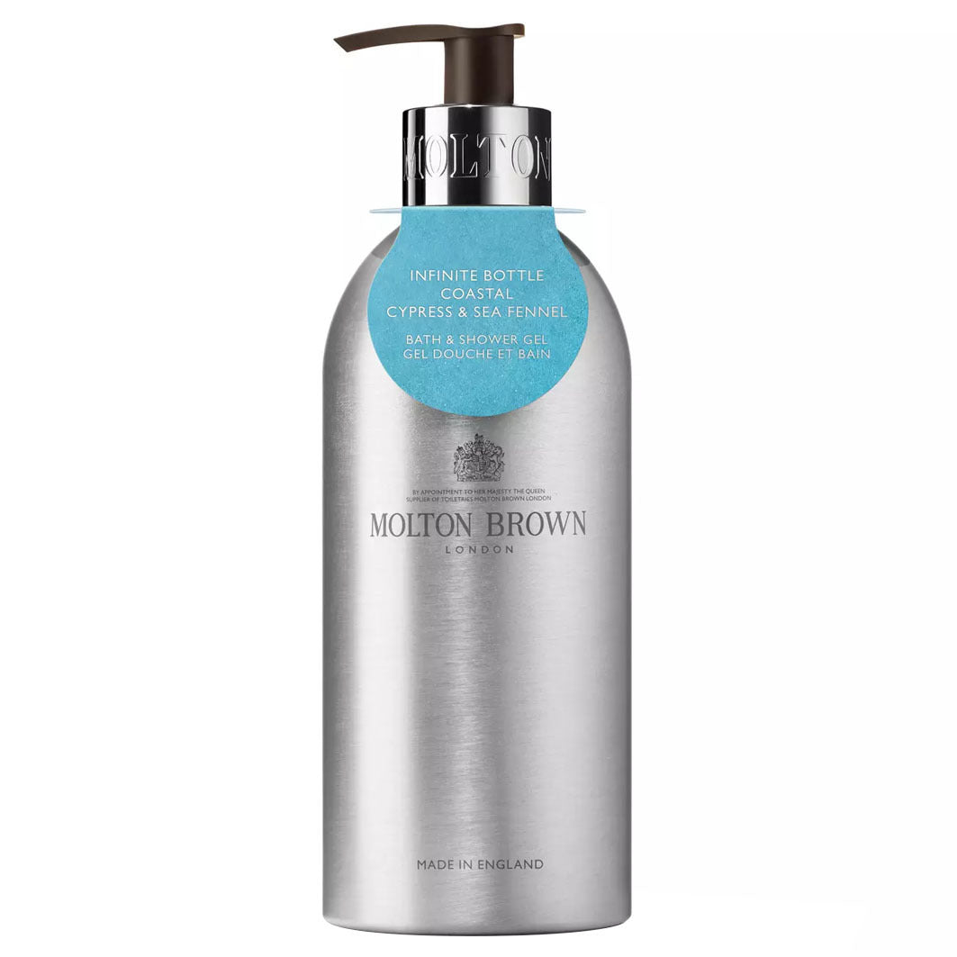 INFINITE BOTTLE COASTAL CYPRESS & SEA FENNEL BATH & SHOWER GEL silber