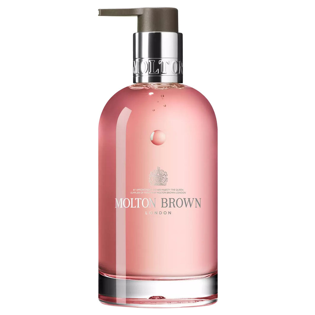 DELICIOUS RHUBARB & ROSE FINE LIQUID HAND WASH GLASS BOTTLE transparent