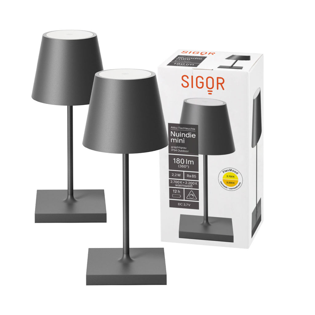 Doppelpack Nuindie mini Tischleuchte graphitgrau