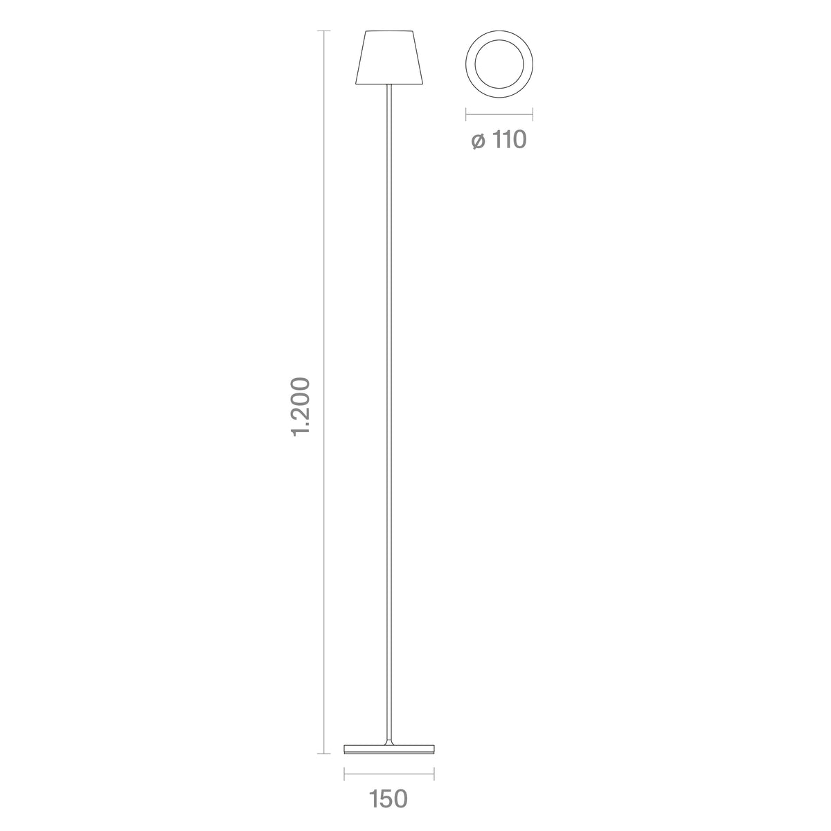 Akku-Stehleuchte Nuindie USB-C 1200mm goldfarben goldfarben
