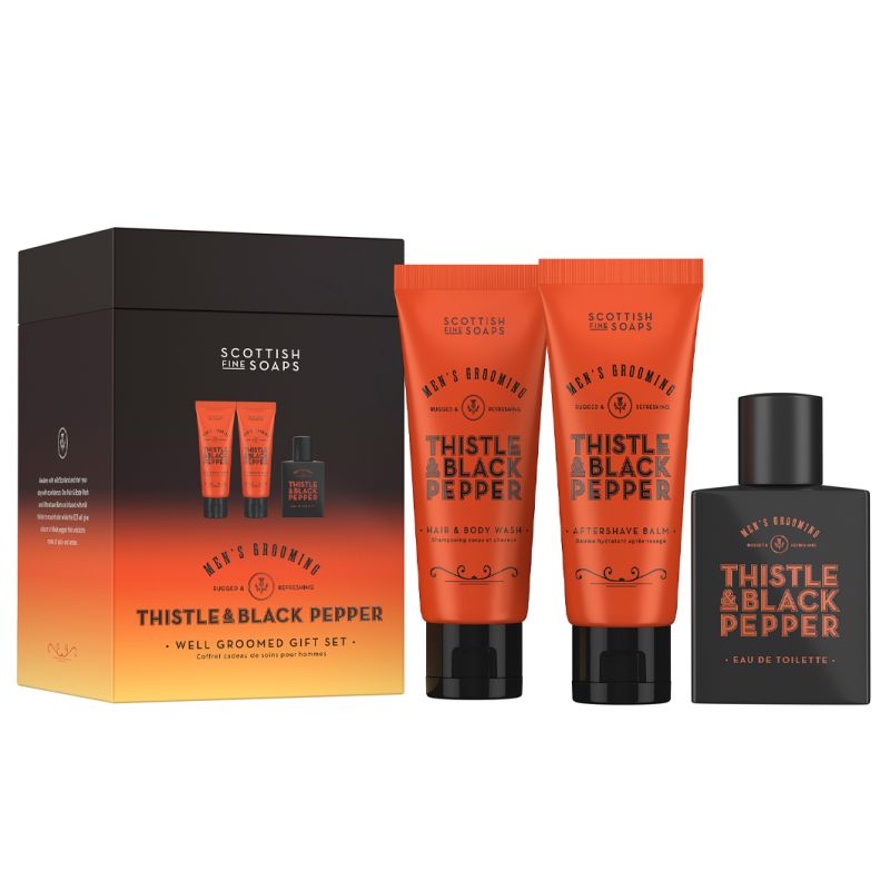Men`s Grooming Thistle & Black Pepper Well Groomed Gift Set schwarz