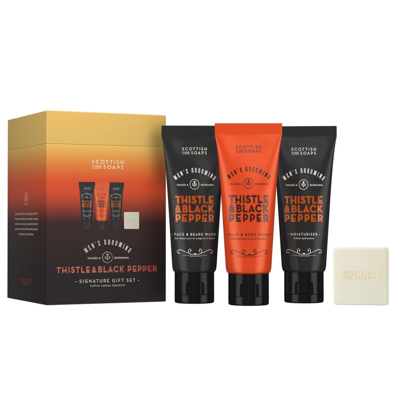Men`s Grooming Thistle & Black Pepper Signature Gift Set schwarz
