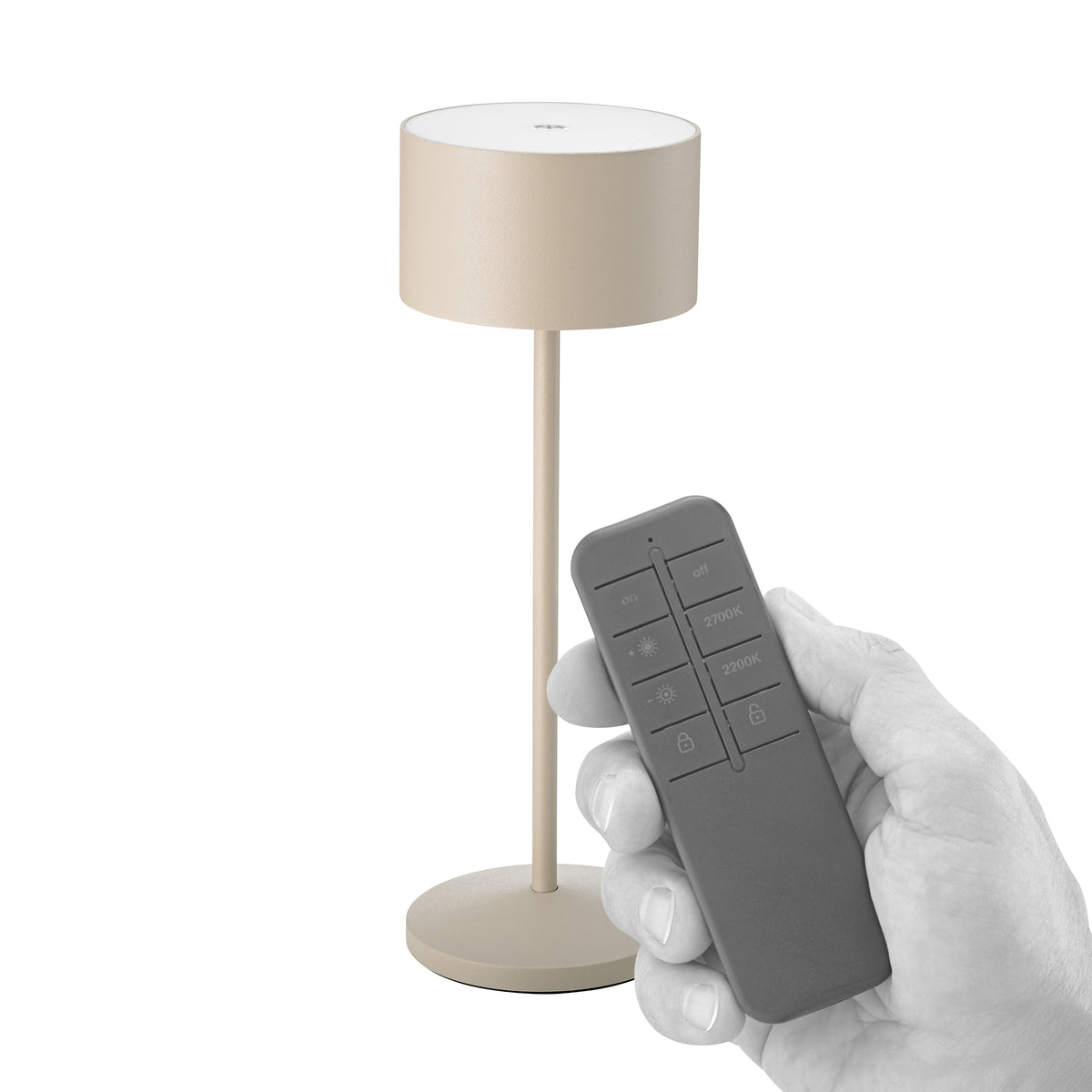 Akku-Tischleuchte Veluna 245mm dünenbeige Remote dünenbeige