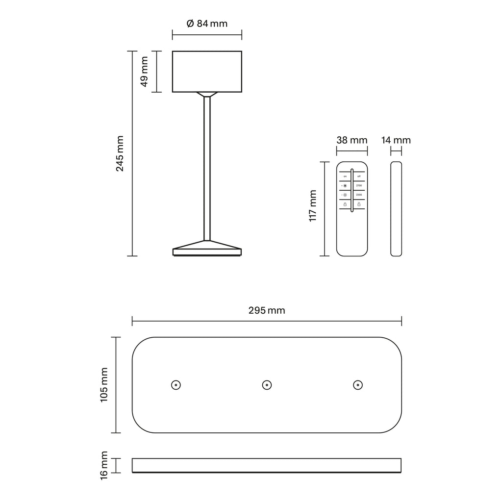 Akku-Tischleuchte Veluna 245mm dünenbeige 3er Set Remote dünenbeige
