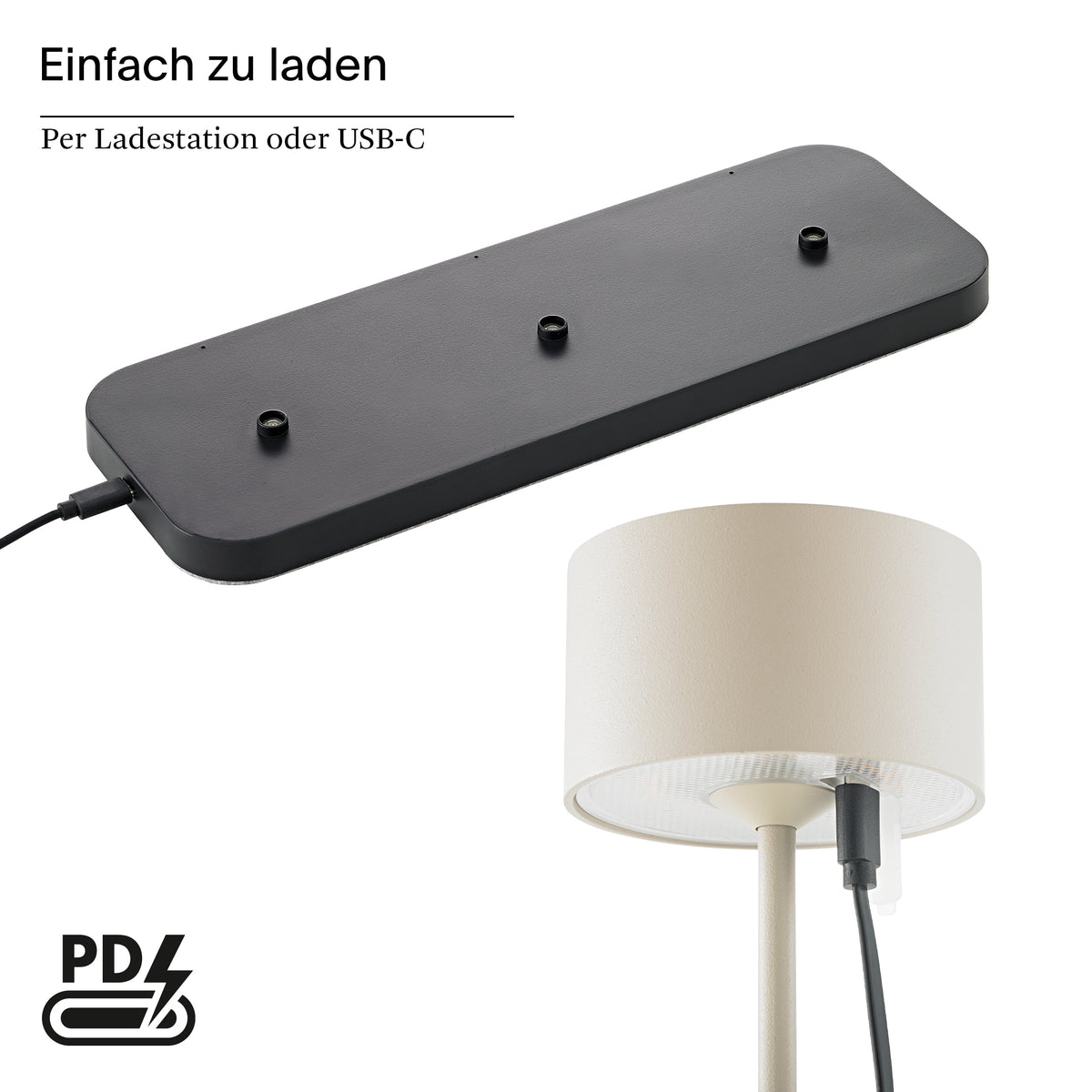 Akku-Tischleuchte Veluna 245mm dünenbeige 3er Set Remote dünenbeige