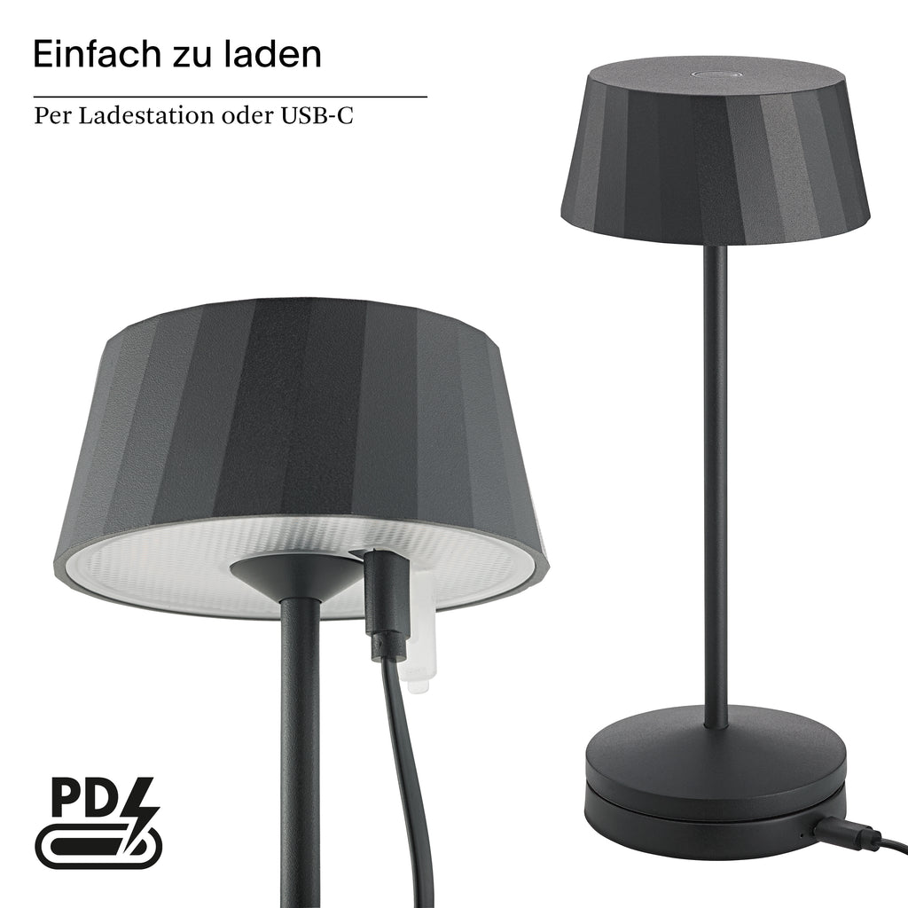 Akku-Tischleuchte Facetta 222mm nachtschwarz Remote nachtschwarz