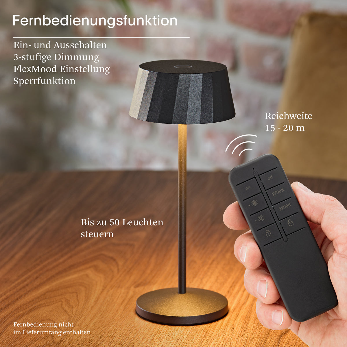 Akku-Tischleuchte Facetta 222mm nachtschwarz Remote nachtschwarz