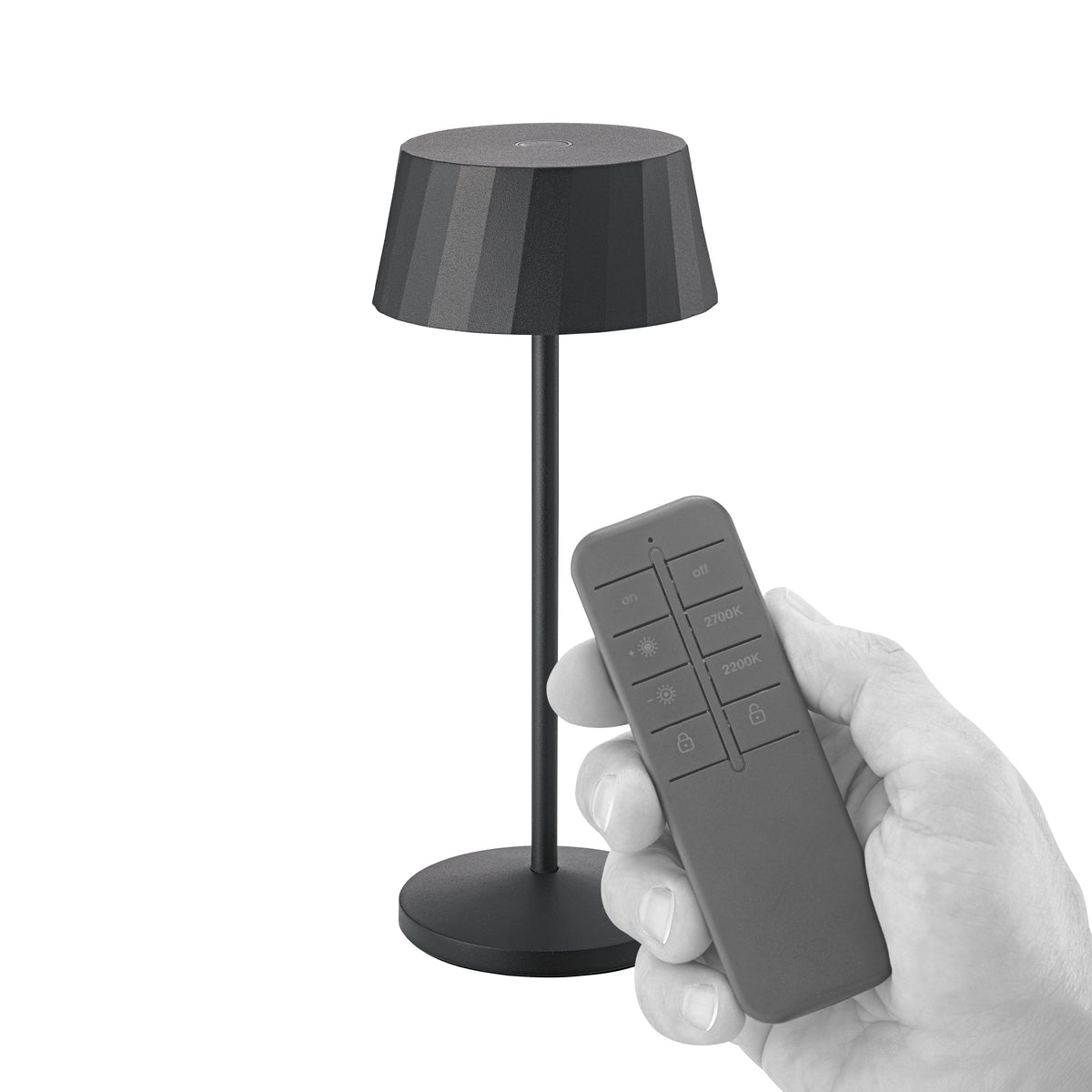 Akku-Tischleuchte Facetta 222mm nachtschwarz Remote nachtschwarz