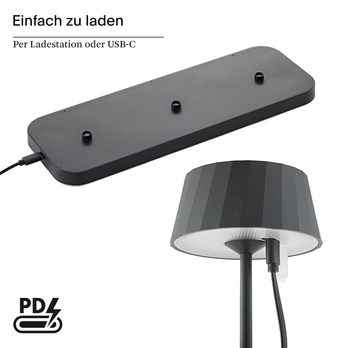 Akku-Tischleuchte Facetta 222mm nachtschwarz 3er Set Remote nachtschwarz
