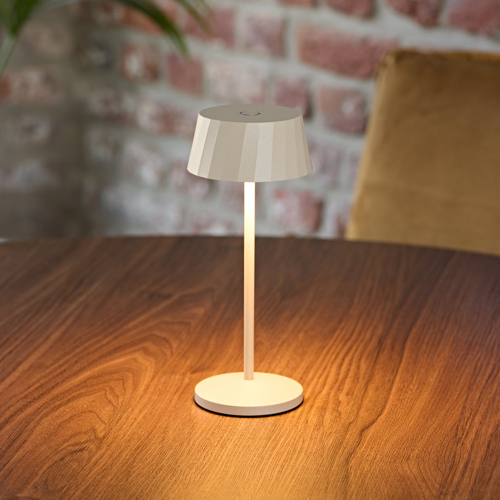 Akku-Tischleuchte Facetta 222mm dünenbeige 3er Set Remote dünenbeige