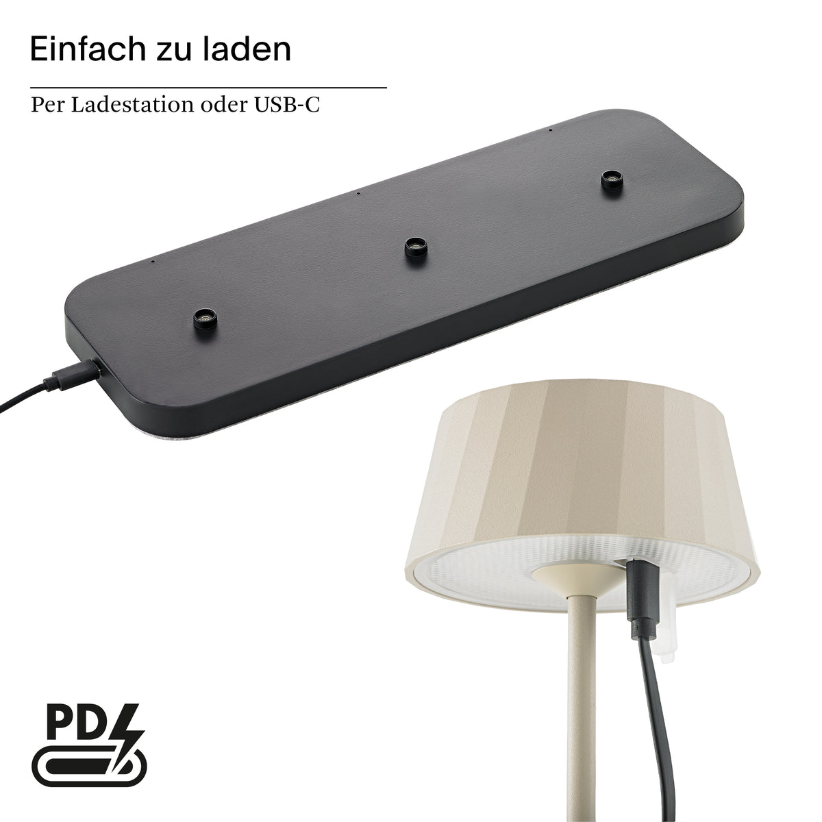 Akku-Tischleuchte Facetta 222mm dünenbeige 3er Set Remote dünenbeige