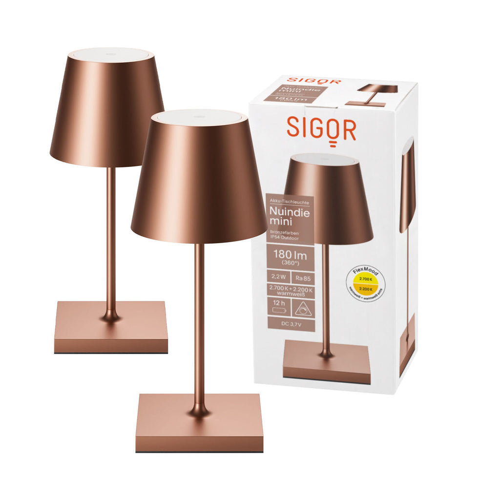 Doppelpack Nuindie mini Tischleuchte 2x Nuindie mini USB-C 250mm bronzefarben bronzefarben