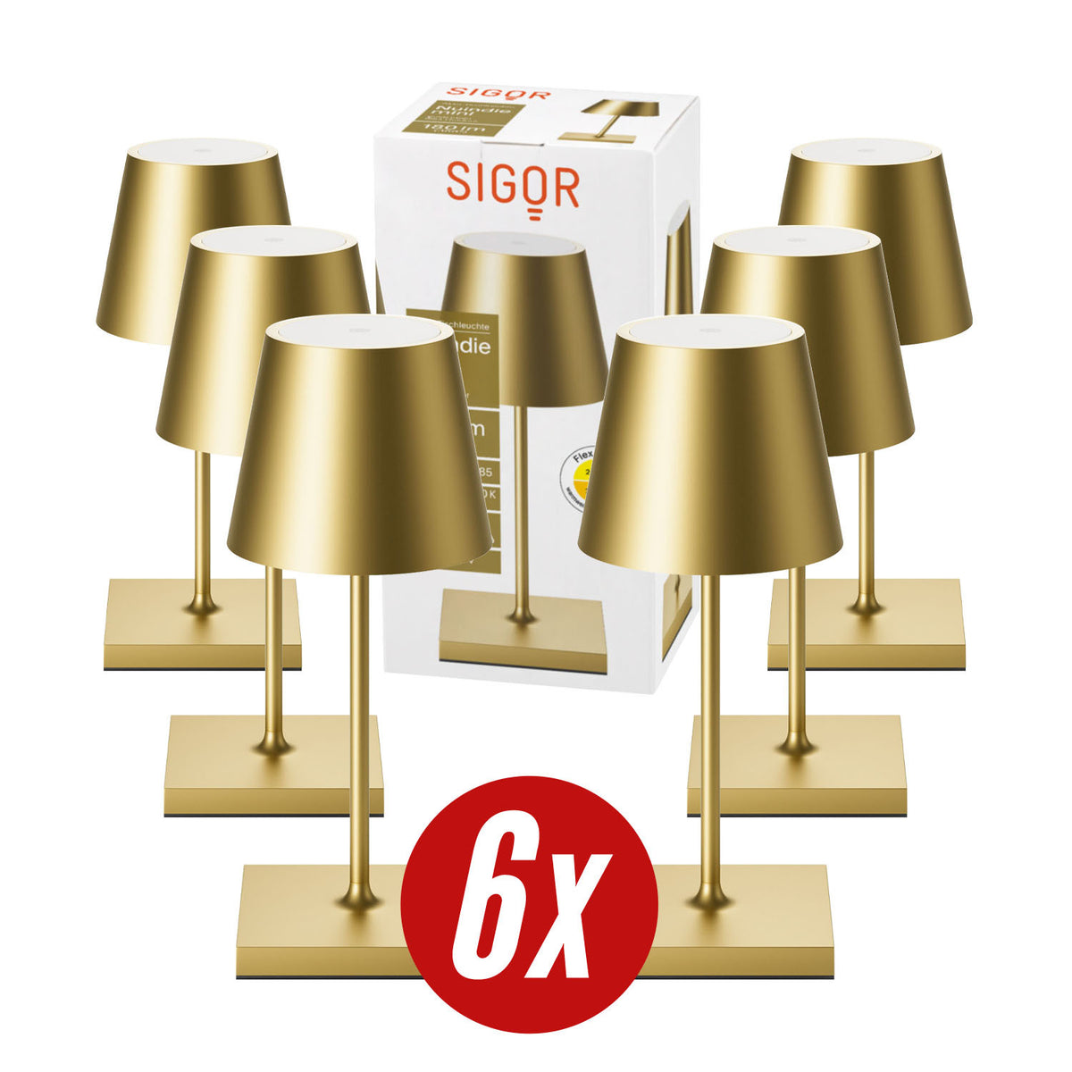 Gastropack Nuindie mini Tischleuchte 6x Nuindie USB-C 250mm goldfarben goldfarben