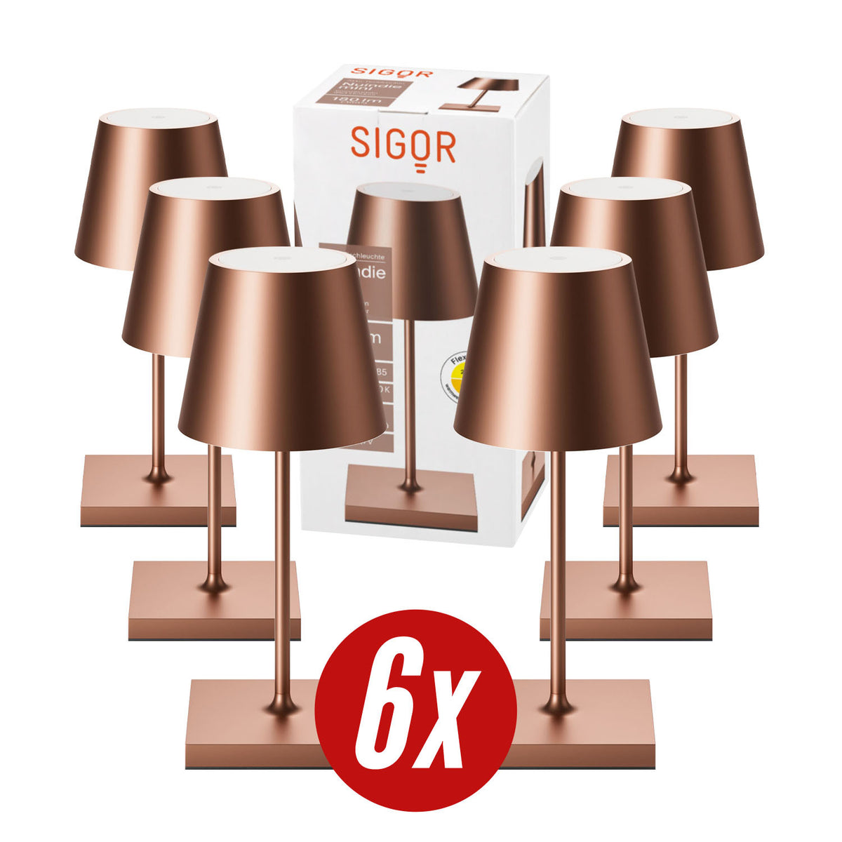 Gastropack Nuindie mini Tischleuchte 6x Nuindie USB-C 250mm bronzefarben bronzefarben