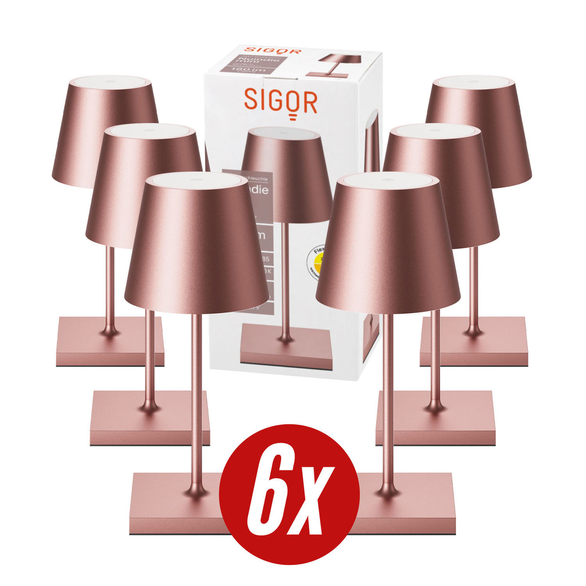 Gastropack Nuindie mini Tischleuchte 6x Nuindie USB-C 250mm rosegold rosegold