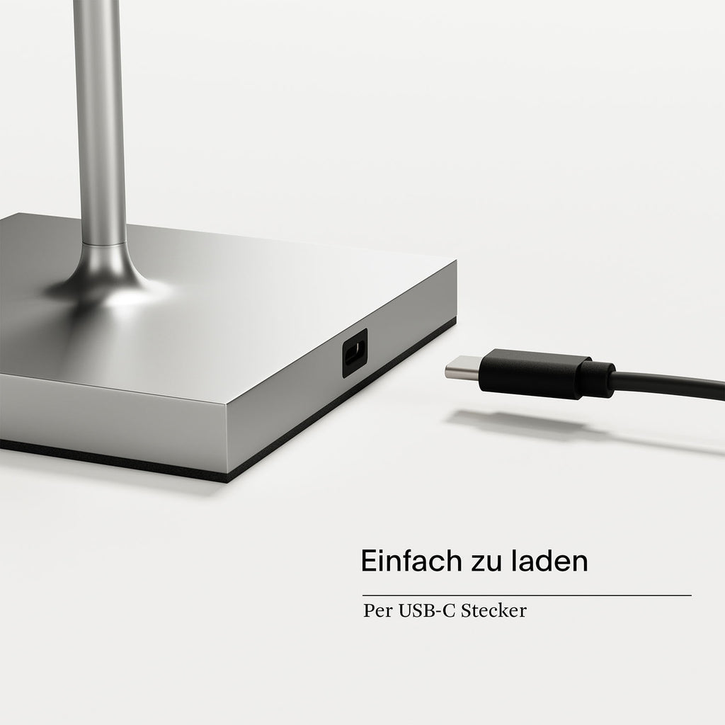 Doppelpack Nuindie Tischleuchte 2x Nuindie USB-C 380mm silberfarben silberfarben