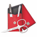 Manicure Taschenetui Inox Rot/Schwarz Serie "Colorado", 3-Tlg