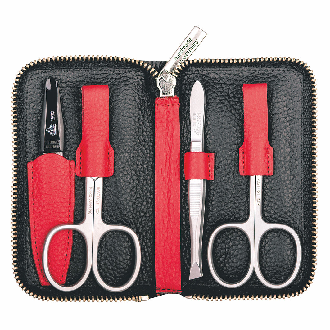Manicure Rv-Etui Inox 4-Tlg Rot/Schwarz Serie "Colorado", 4-Tlg