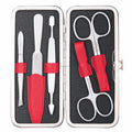 Manicure Bügeletui Inox Rot/Schwarz,Serie "Colorado", 5-Tlg