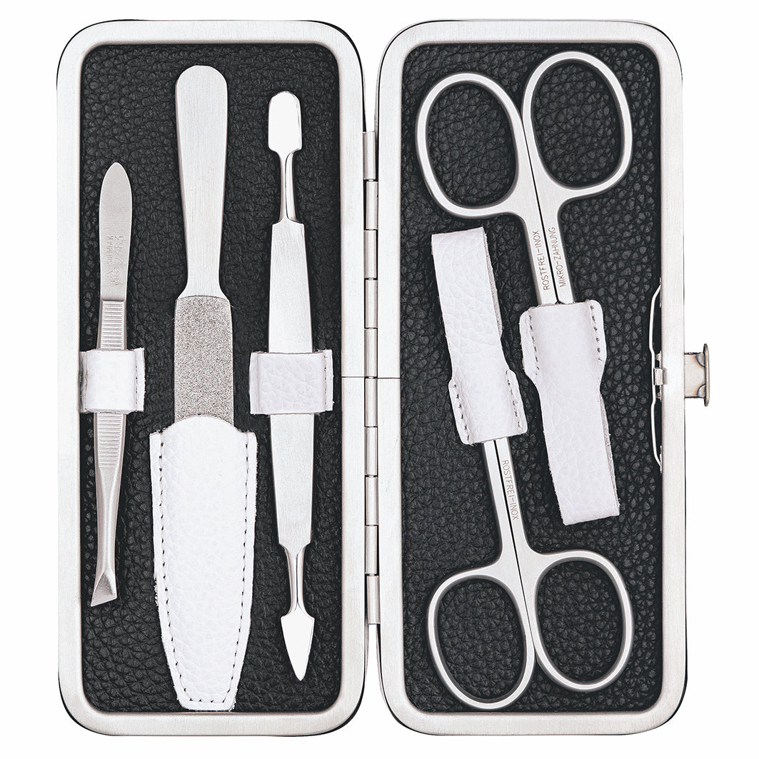 Manicure Bügeletui Inox Schwarz/Weiß,Serie "Colorado", 5-Tlg