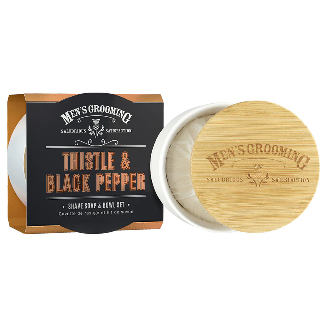 Men's Grooming Thistle & Black Pepper Shave Soap & Bowl Set 100g