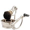 Rasierset metall silber, Rasierpinsel rein Dachs, mit Original Gillette® Mach3® Klinge
