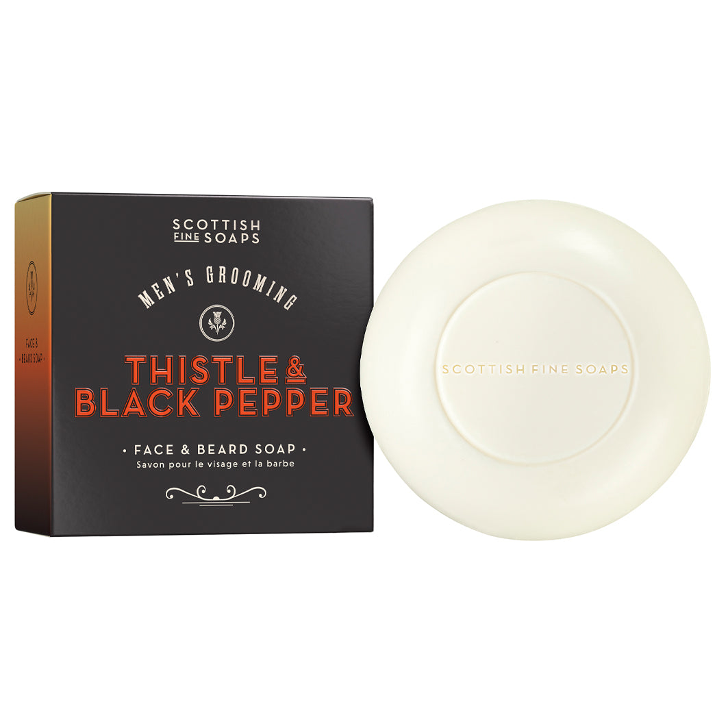 Men's Grooming Thistle & Black Pepper Face & Beard Soap 100g in Carton