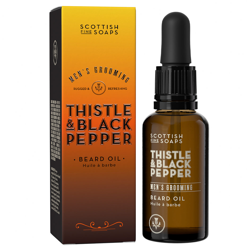 Men's Grooming Thistle & Black Pepper Beard Oil 30ml in Carton