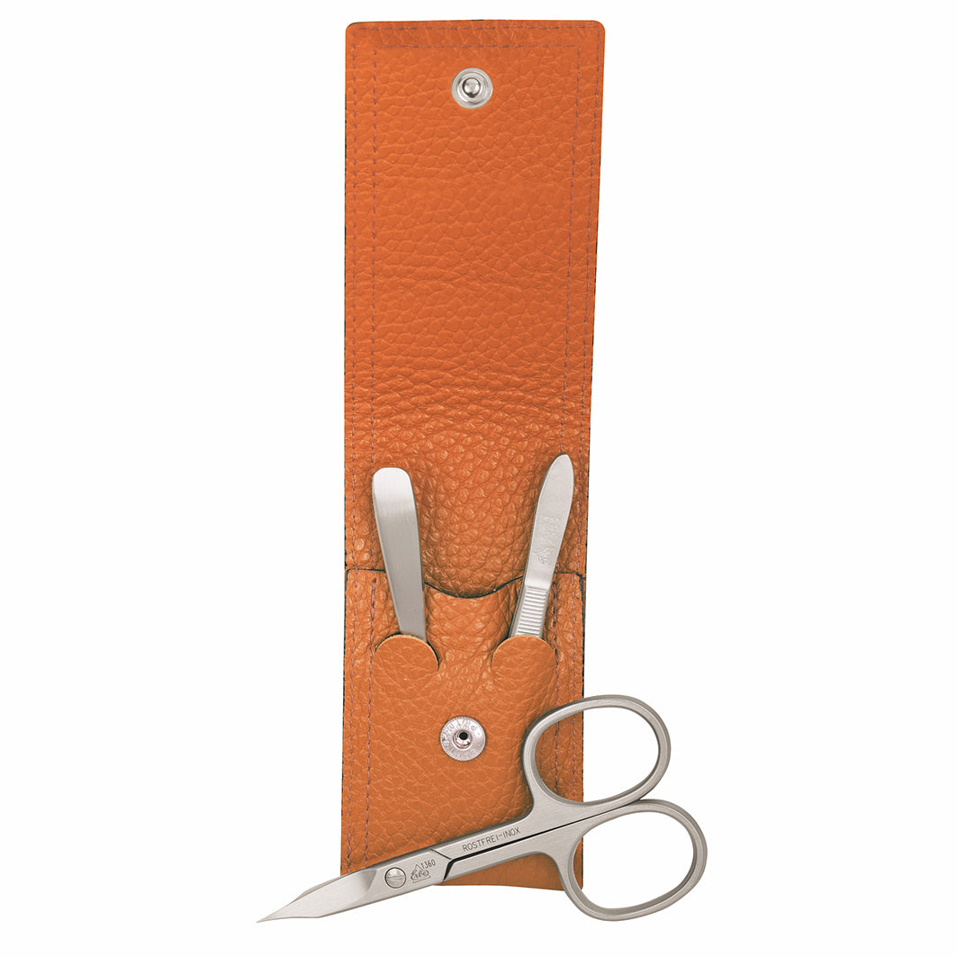 Manicure Taschenetui Inox Orange Serie "Piemont", 3-Tlg