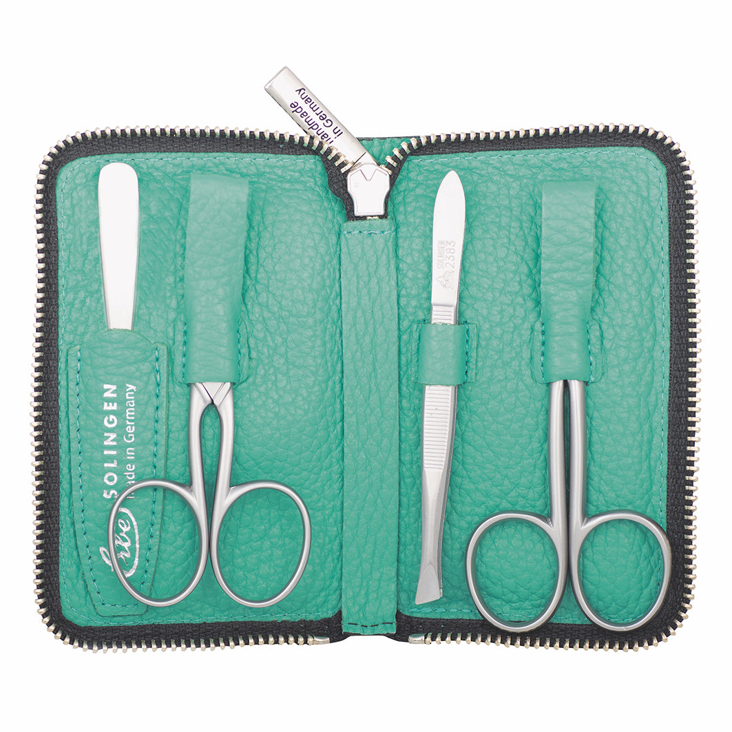 Manicure Rv-Etui Inox Hellgrün Serie "Piemont" 4-Tlg