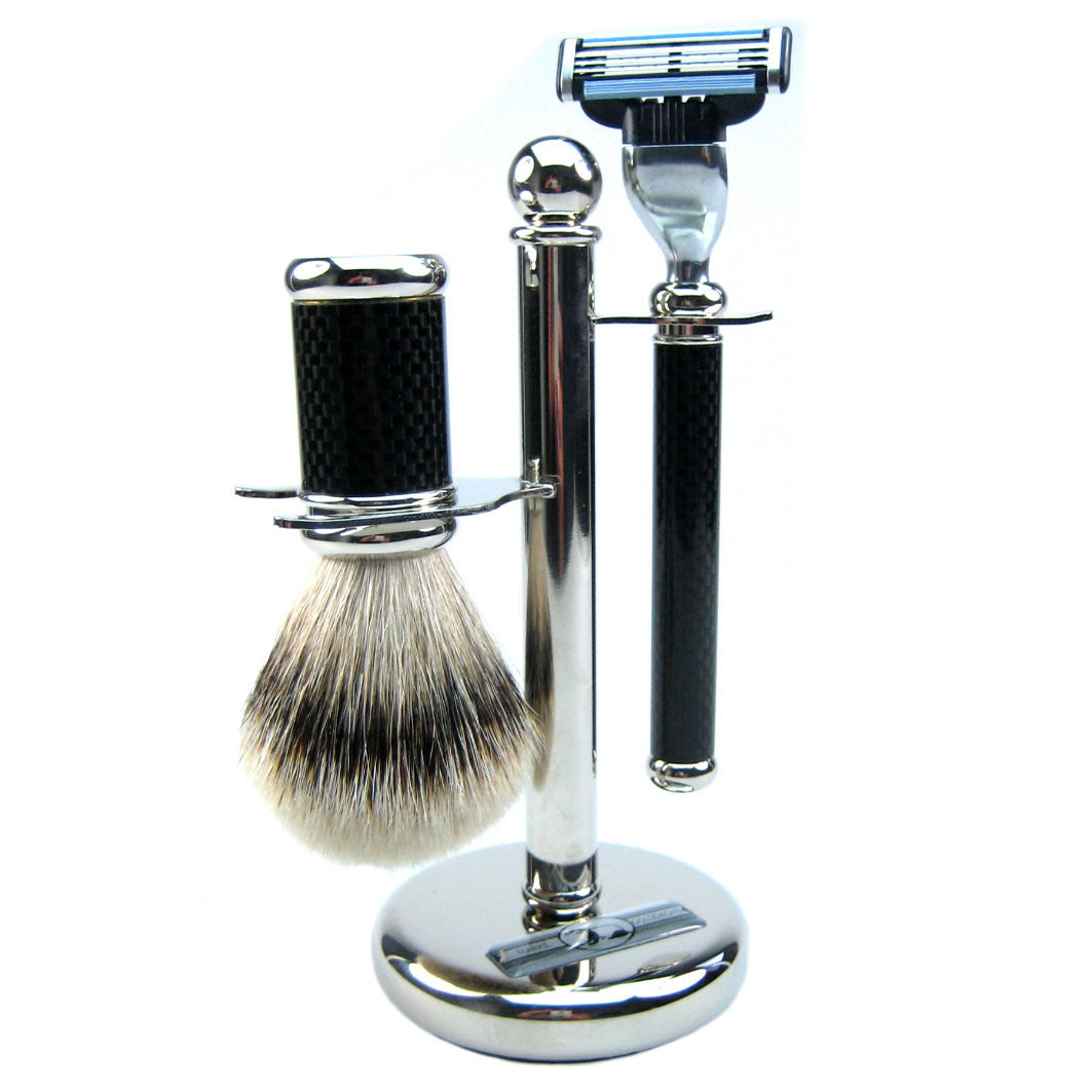 3-teiliges Rasierset Griffmaterial Carbon