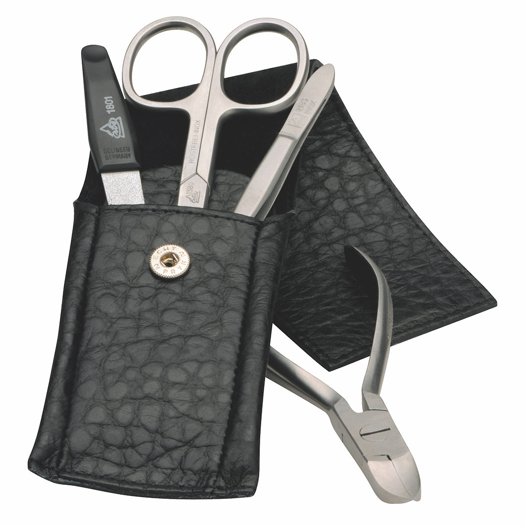 Manicure Etui Rostfrei Black 4-Tlg