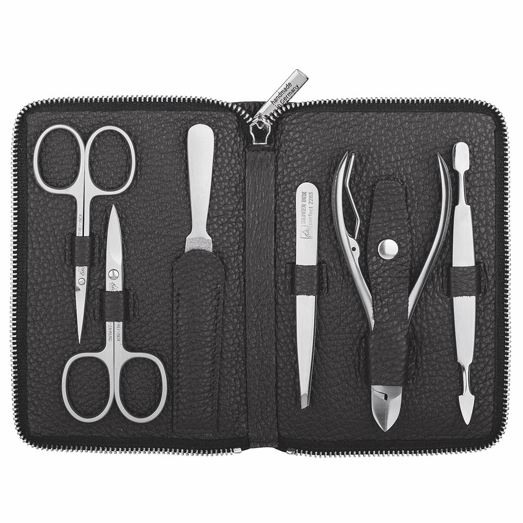 Manicure Rv-Etui Schwarz 6-Tlg Inox Serie "Piemont"