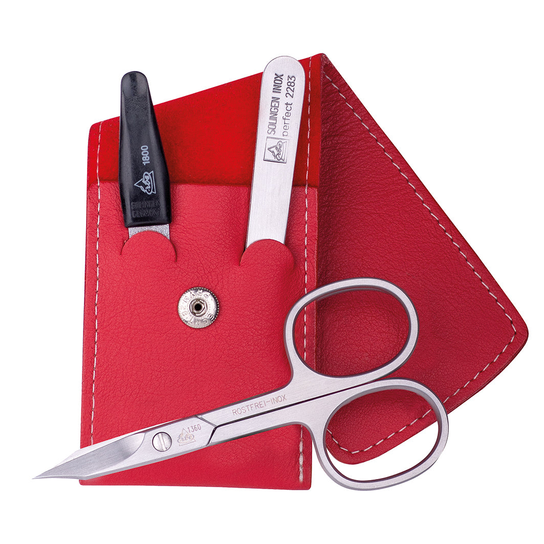 Manicure Taschenetui Rot Inox 3-Tlg Serie "Travel"