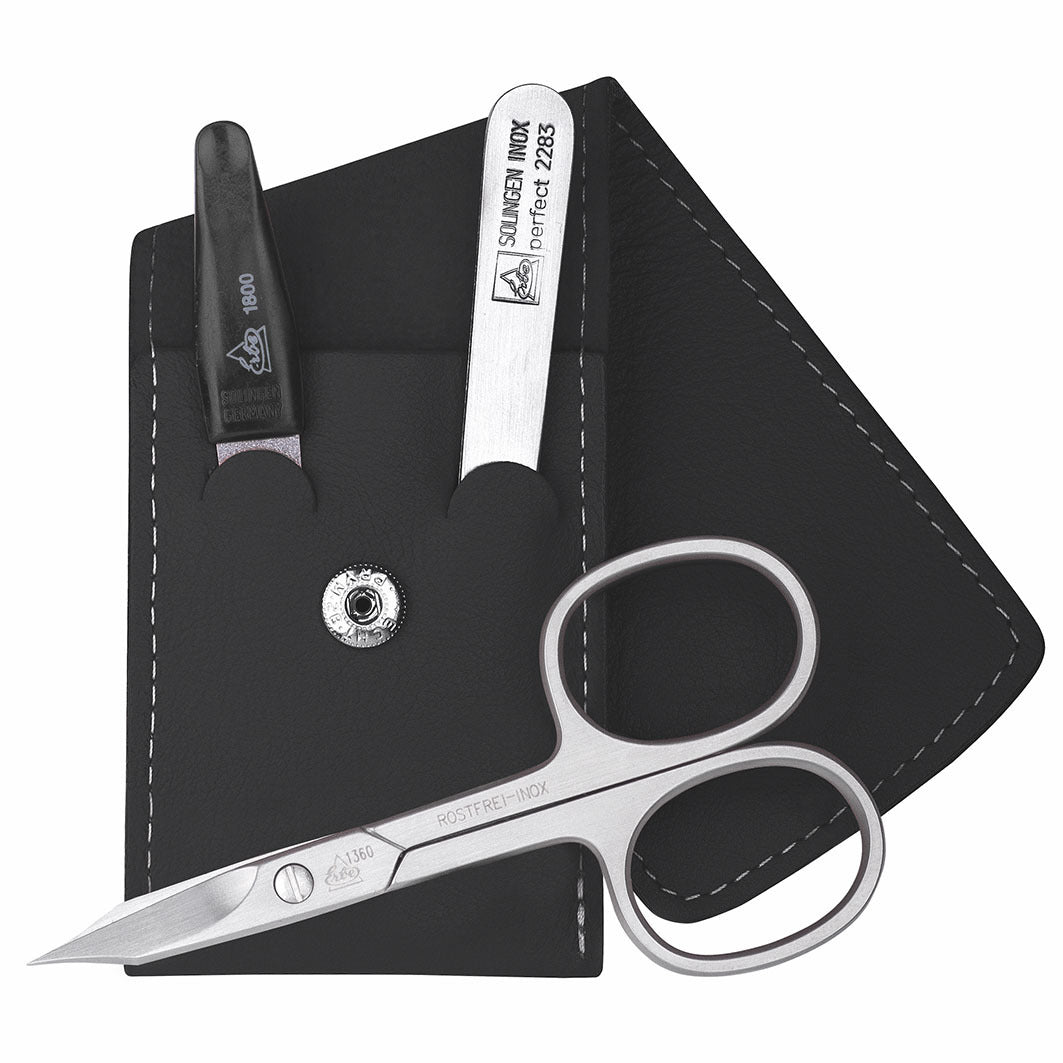 Manicure Taschenetui Schwarz Inox 3-Tlg Serie"Travel"