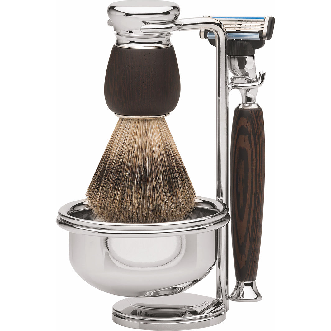 Rasiergarnitur Gillette Mach3 4-Tlg Dachshaar, Wengeholz