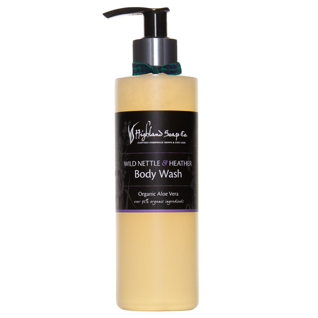 Organic Duschgel Wild Nettle & Heather im Bio Pumpspender auf Zuckerrohrbasis hergestellt 250 ml