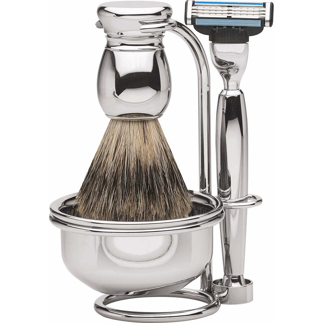 Rasiergarnitur Gillette Mach3 4-Tlg Dachshaar, Silber-Glänzend